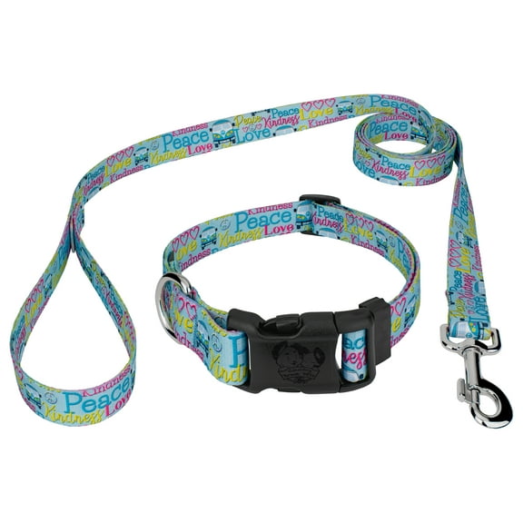 Country Brook Petz® Deluxe Love and Peace Dog Collar and Leash, 2XS