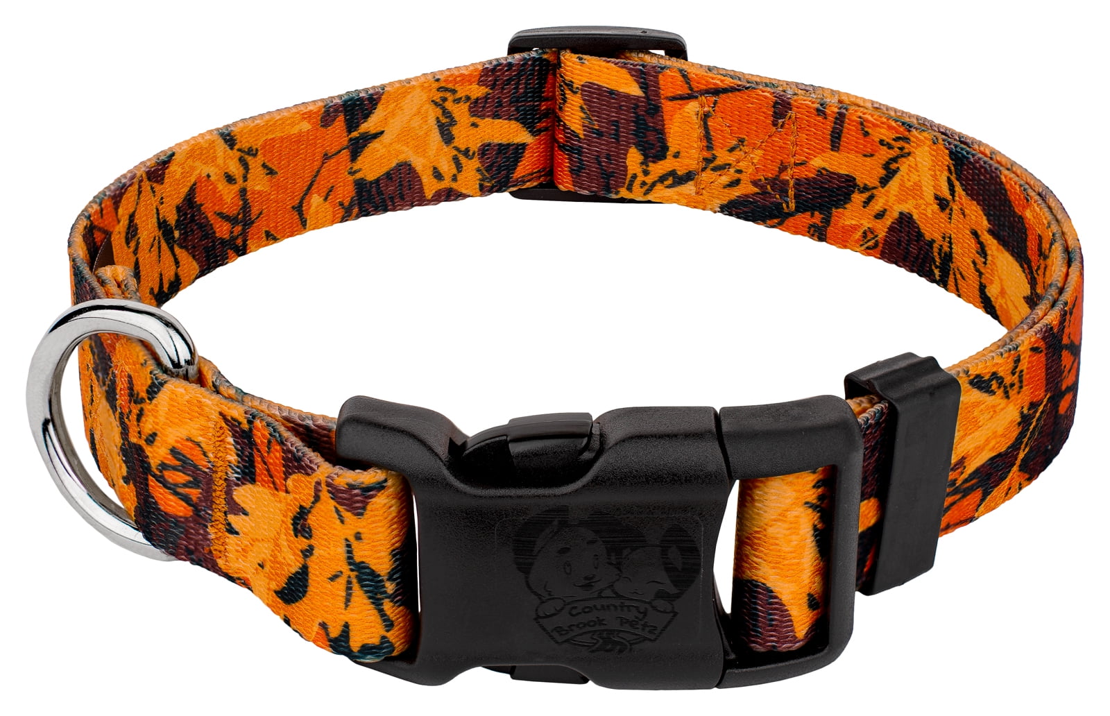 Country Brook Petz® Deluxe Orange Sunset Camo Dog Collar Made in The
