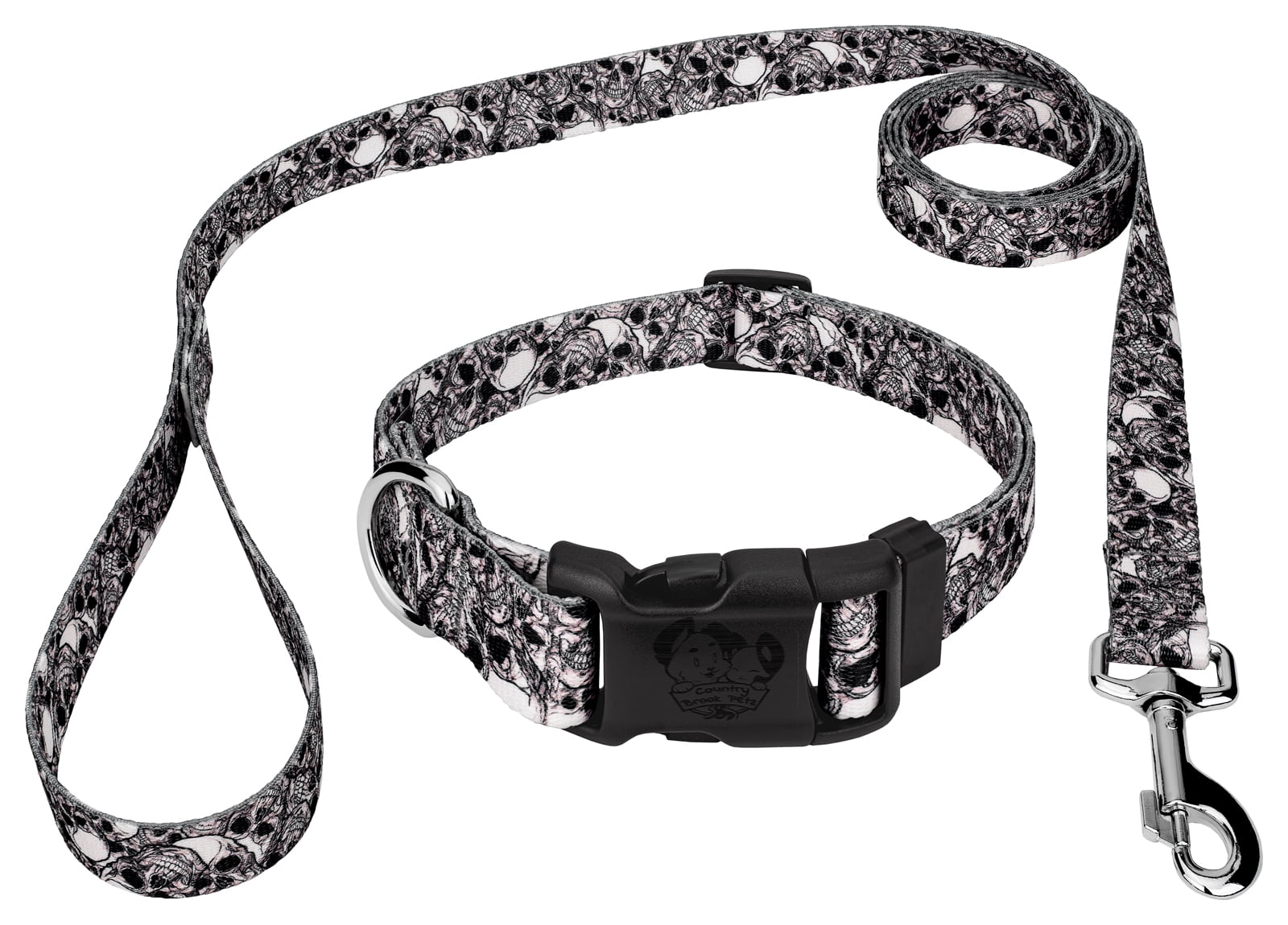 Country Brook Petz® Phantom Skulls Everyday Dog Collar and Leash, Small