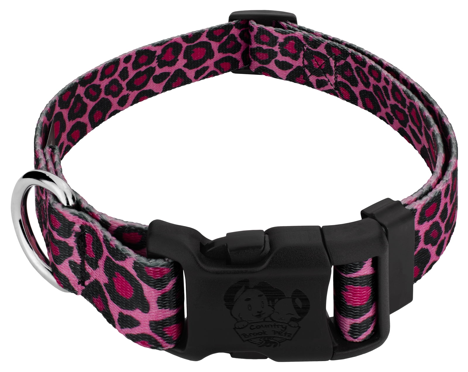 Country Brook Petz® Deluxe Pink Leopard Dog Collar Made In The U.S.A