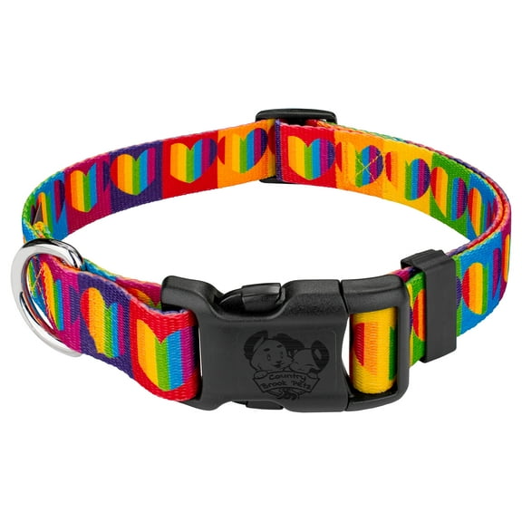 Country Brook Petz® Deluxe Rainbow Hearts Dog Collar - Made In U.S.A., Small