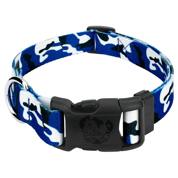 Country Brook Petz® Royal Blue & White Camo Everyday Dog Collar Closeout USA, Sm