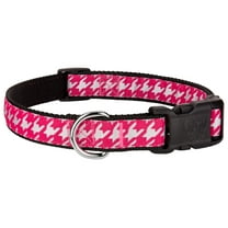 Country Brook Design® Deluxe Shock Pink Houndstooth on Black Ribbon Dog Collar, Medium
