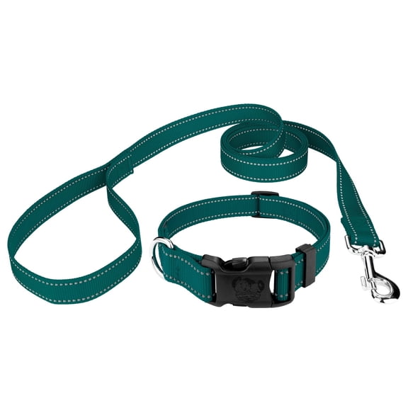 Country Brook Petz® Deluxe Teal Reflective Nylon Dog Collar & Leash - Extra Large