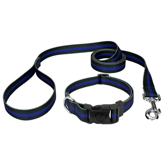 Country Brook Petz® Deluxe Thin Blue Line Dog Collar and Leash, Extra Small