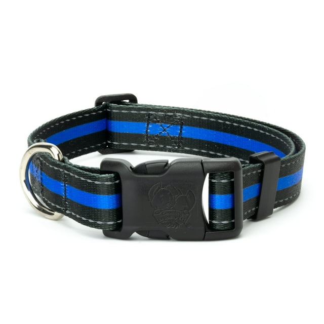 Country Brook Petz® Deluxe Thin Blue Line Reflective Dog Collar, Medium