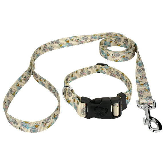 Country Brook Petz® Deluxe Vintage Bicycles Dog Collar and Leash Limited Edition, 2XS