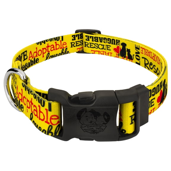 Country Brook Petz® Yellow Loveable Rescue Dog Collar Limited Edition - Made in The USA, Small