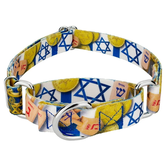 Country Brook Petz® Happy Hanukkah Martingale Dog Collar Limited Edition, 2XS