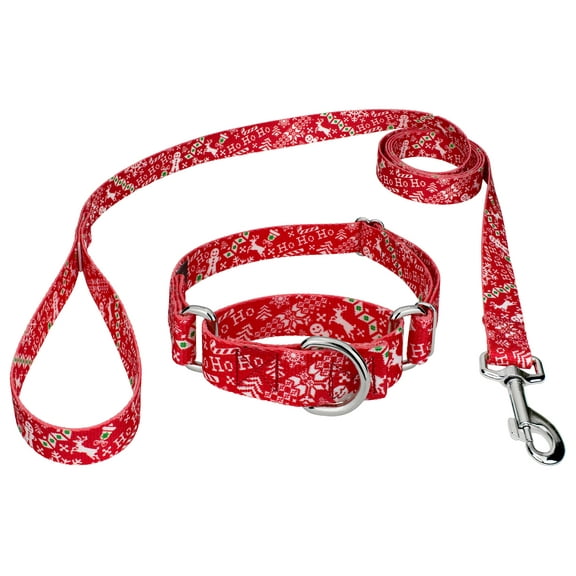 Country Brook Petz® Ho Ho Ho Martingale Dog Collar and Leash, Extra Small