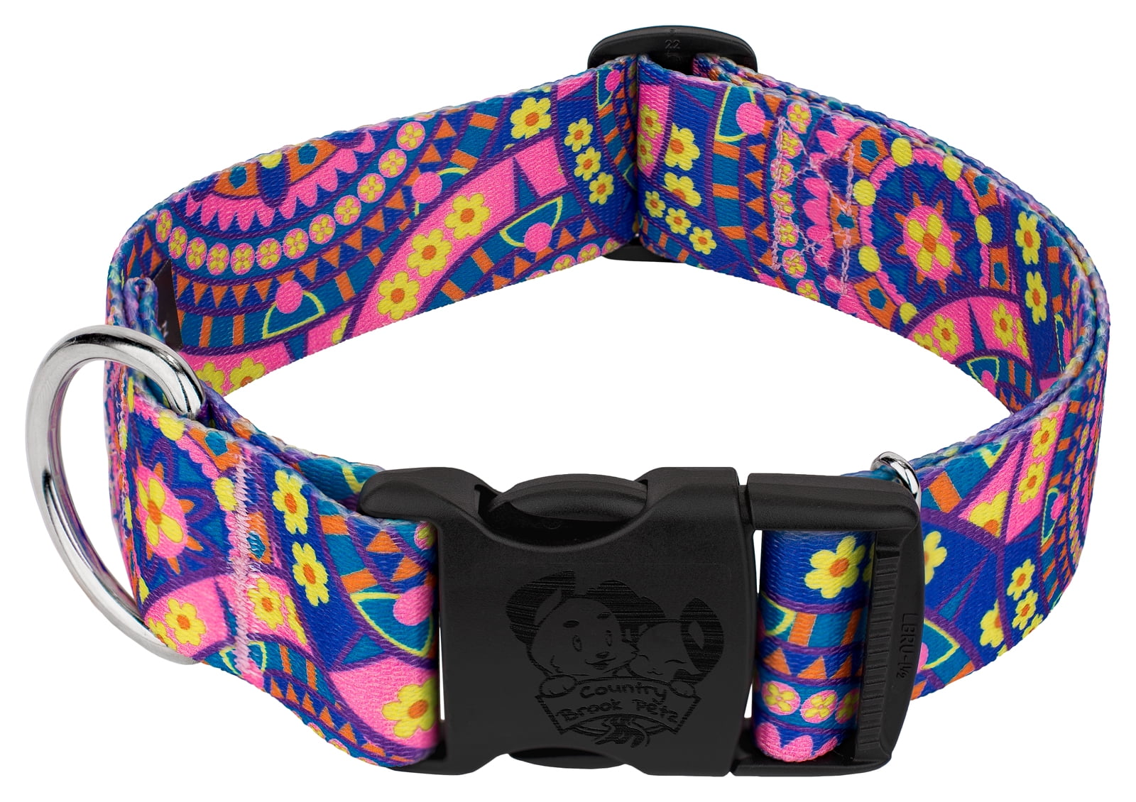 Country Brook Petz® HossFit Jr Wide Everyday Dog Collar, Blue Boho ...