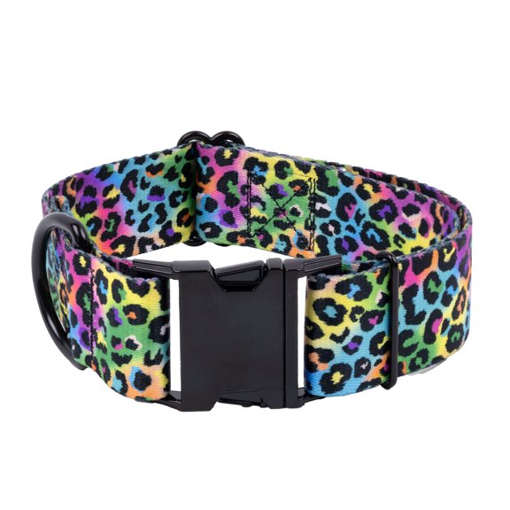 Country Brook Petz® HossFit Jr Wide Premium Dog Collar (Electric Leopard, Med)