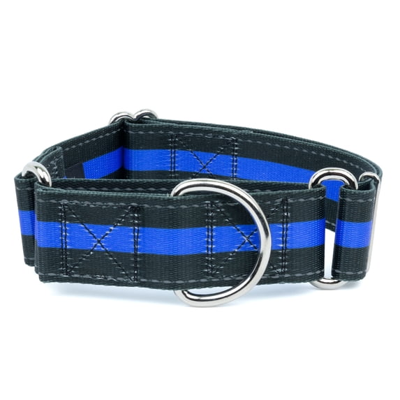 Country Brook Petz® HossFit Jr Wide Reflective Martingale Dog Collar (Thin Blue Line, Medium)