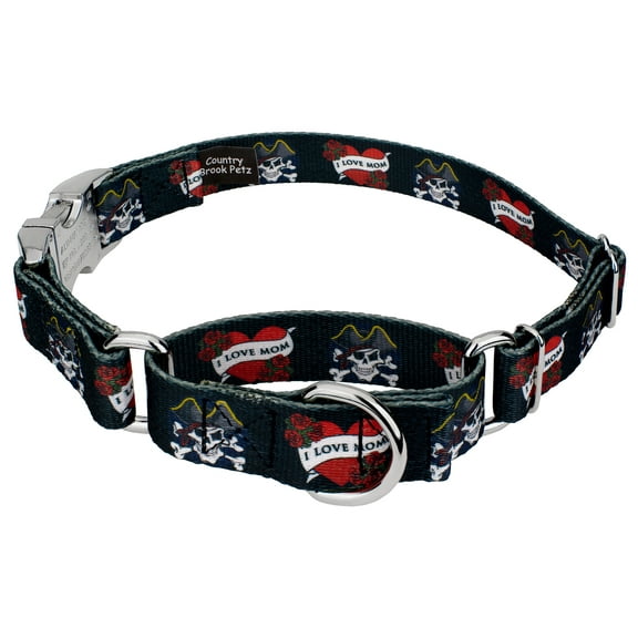 Country Brook Petz - I Love Mom Martingale Dog Collar with Premium Buckle - Attitude Collection with 1 Untamed Design (1