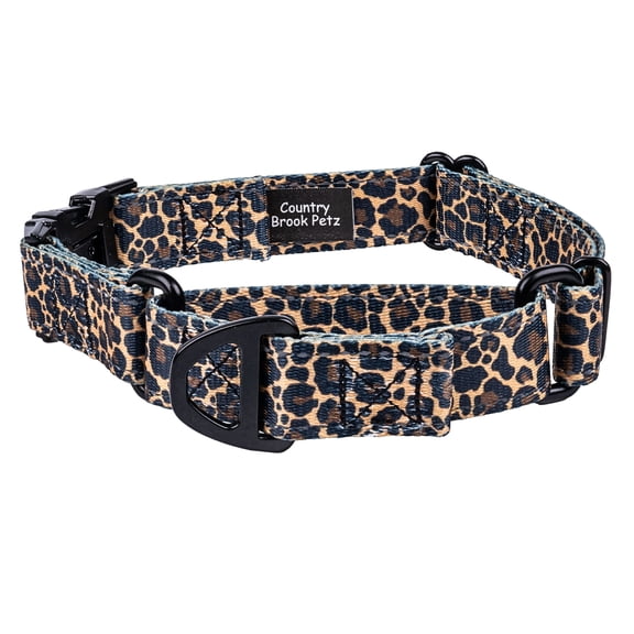 Country Brook Petz® Kindred Reflective Martingale Dog Collar with Metal Buckle, Leopard, Small