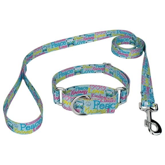 Country Brook Petz® Love and Peace Martingale Dog Collar and Leash, 2XS