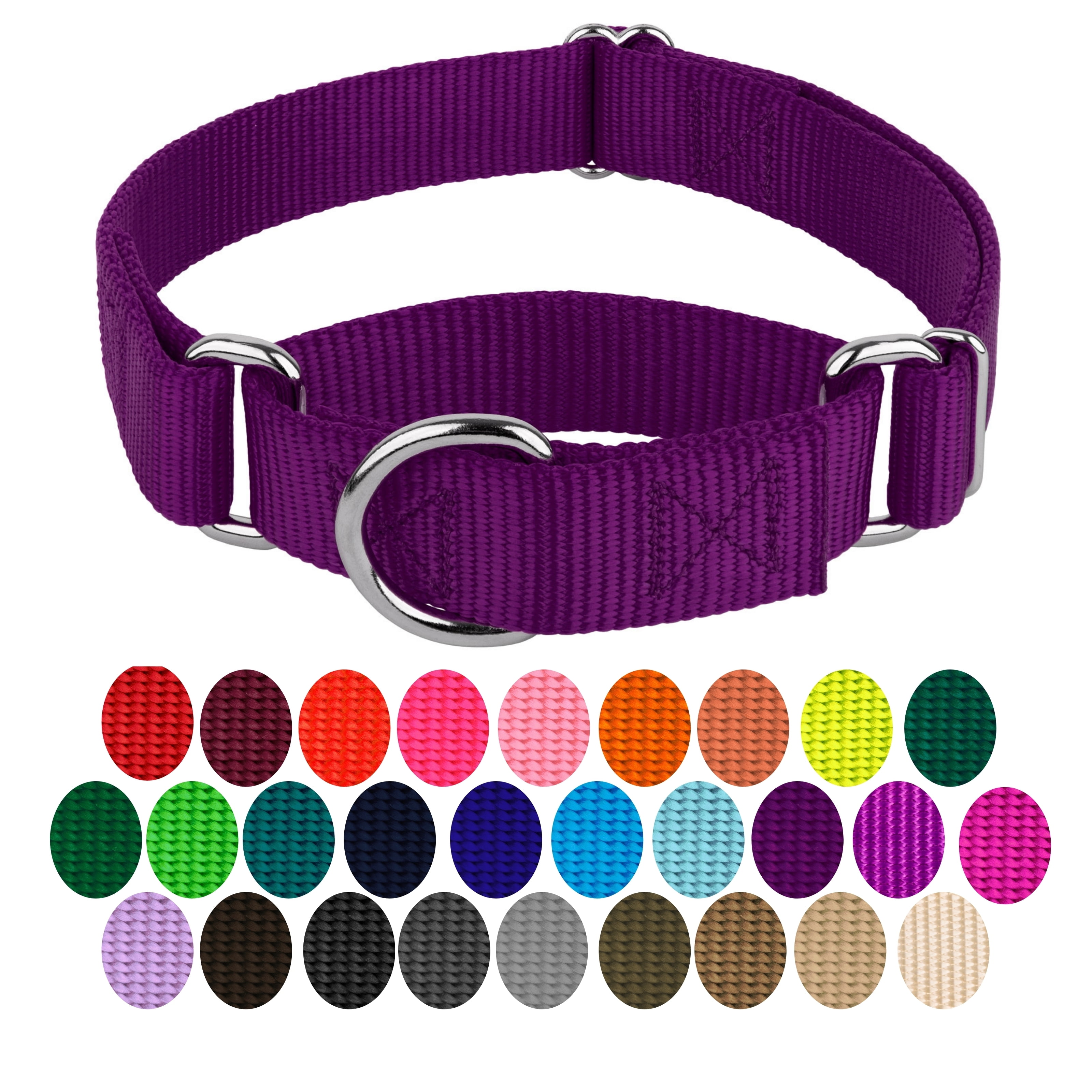 Large Personalized Purple Nylon Martingale Dog Collar