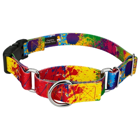 Country Brook Petz® Paint Splatter Martingale Dog Collar with Deluxe Buckle, Large