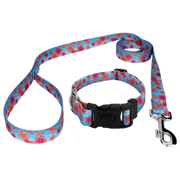 Country Brook Petz® Pink April Blossoms Deluxe Dog Collar and Leash, Extra Large