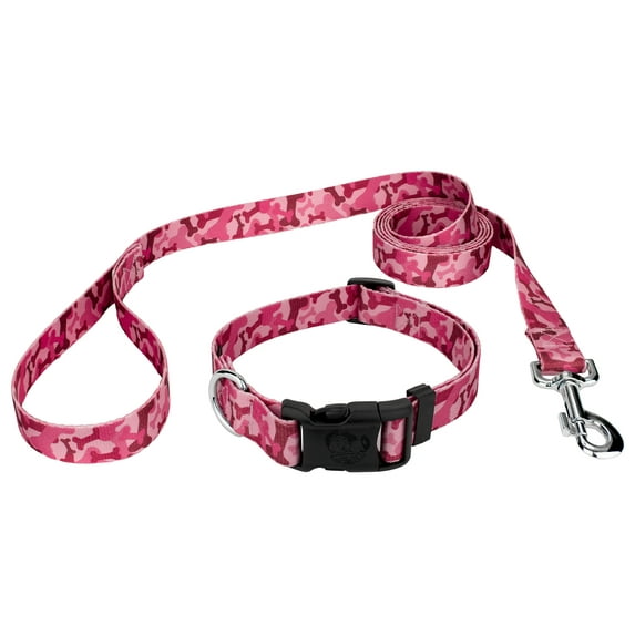 Country Brook Petz® Pink Bone Camo Everyday Collar and Leash, Small