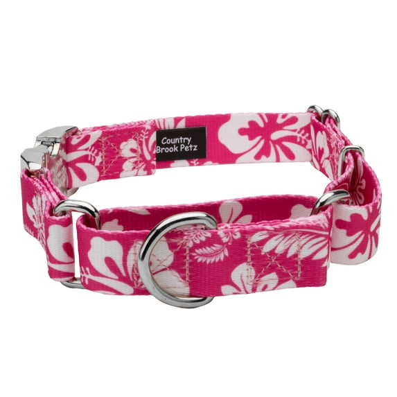 Country Brook Petz® Pink Hawaiian Martingale with Premium Buckle, Medium