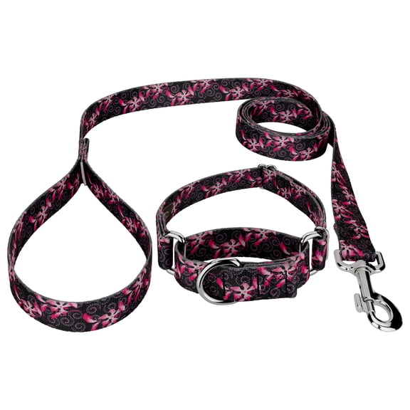 Country Brook Petz® Pink Honeysuckle Breeze Martingale Dog Collar and Leash, 2XS