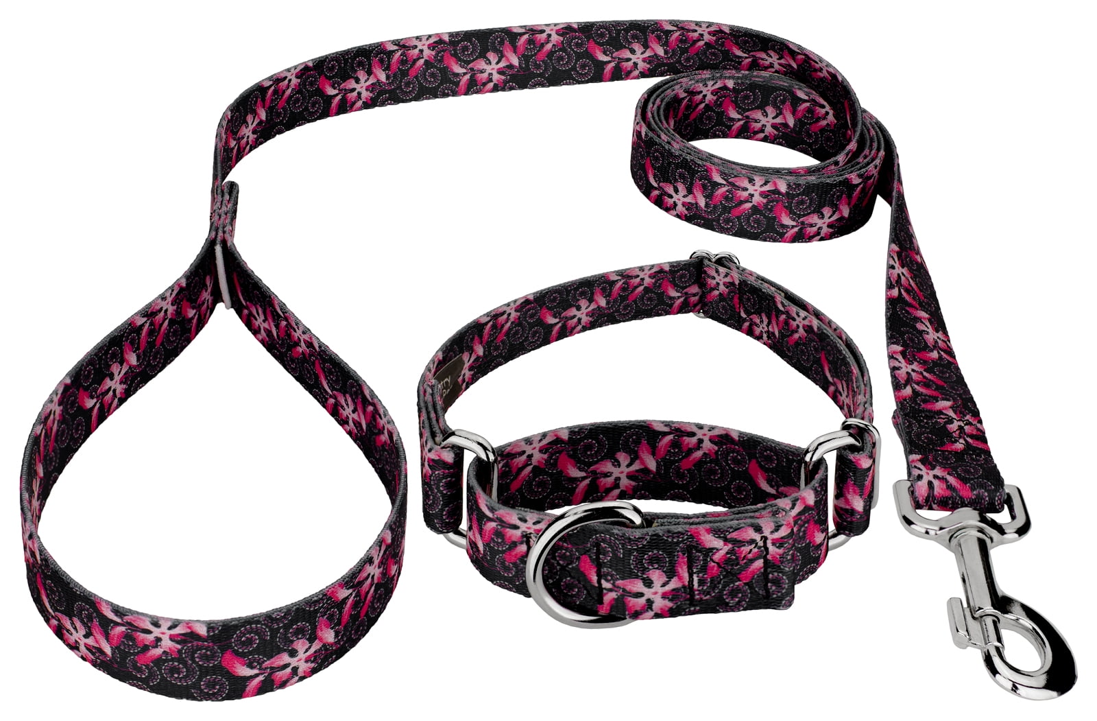 Country Brook Petz® Pink Honeysuckle Breeze Martingale Dog Collar and Leash, Large