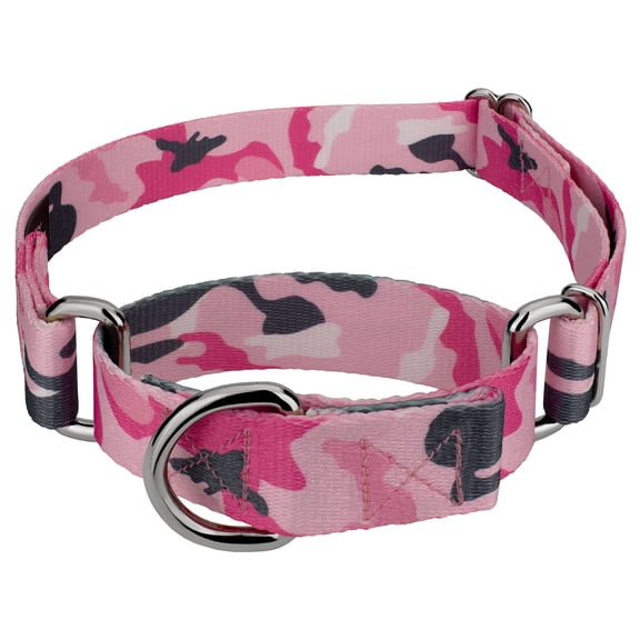 Country Brook Petz® Pink and Grey Camo Martingale Dog Collar, 2XS
