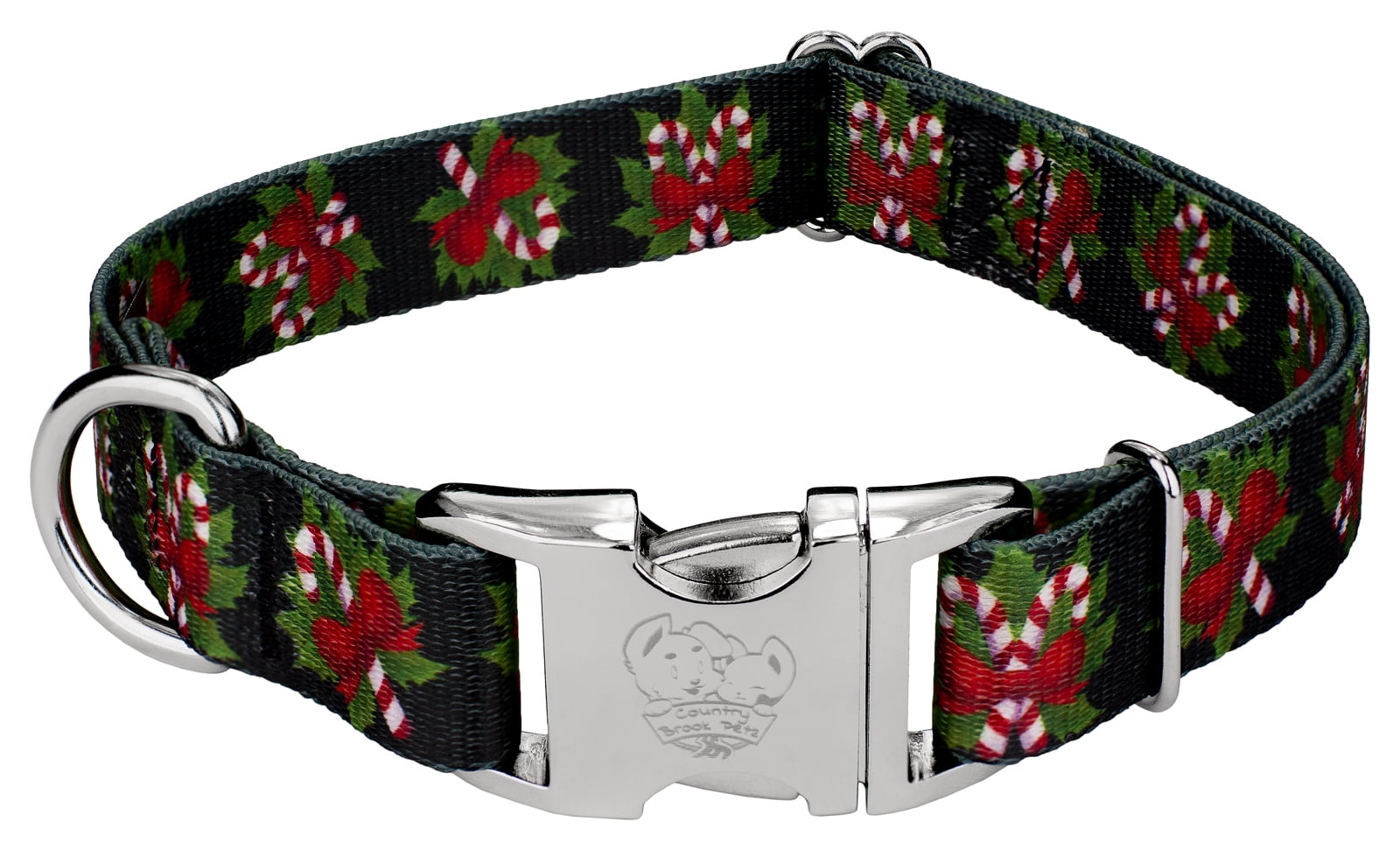 Country Brook Petz® Premium Black Candy Cane Dog Collar, Medium