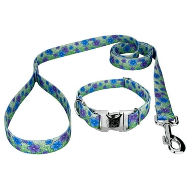 Country Brook Petz® Premium Blue April Blossoms Dog Collar and Leash, Large