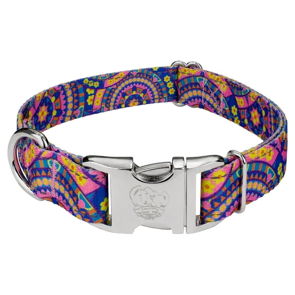 Country Brook Petz® Premium Blue Boho Mandala Reflective Dog Collar, Medium