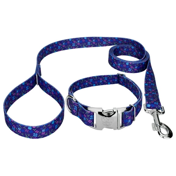 Country Brook Petz® Premium Blueberry Fields Dog Collar and Leash, Medium