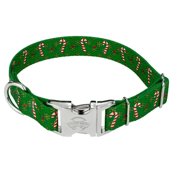 Country Brook Petz® Premium Candy Cane Christmas Dog Collar, Large