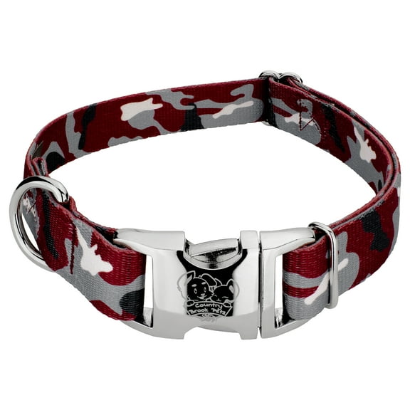 Country Brook Petz® Premium Crimson and White Camo Dog Collar, Small