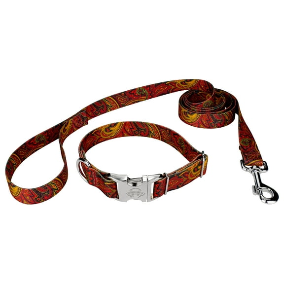 Country Brook Petz® Premium Fire Paisley Dog Collar and Leash, Extra Large