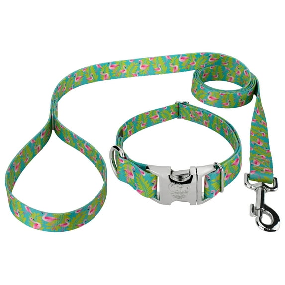 Country Brook Petz® Premium Flamingos Dog Collar and Leash, Medium