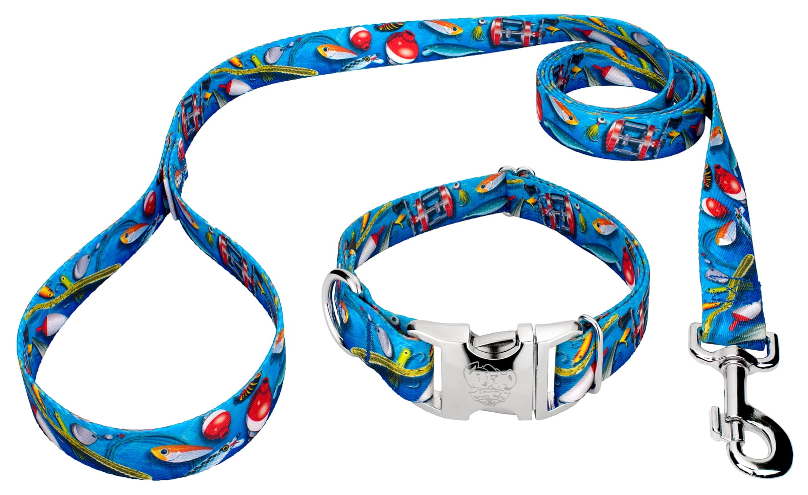 Country Brook Petz® Premium Gone Fishin' Dog Collar and Leash, Medium
