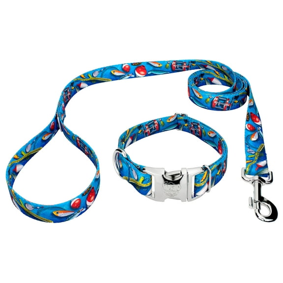 Country Brook Petz® Premium Gone Fishin' Dog Collar and Leash, Medium