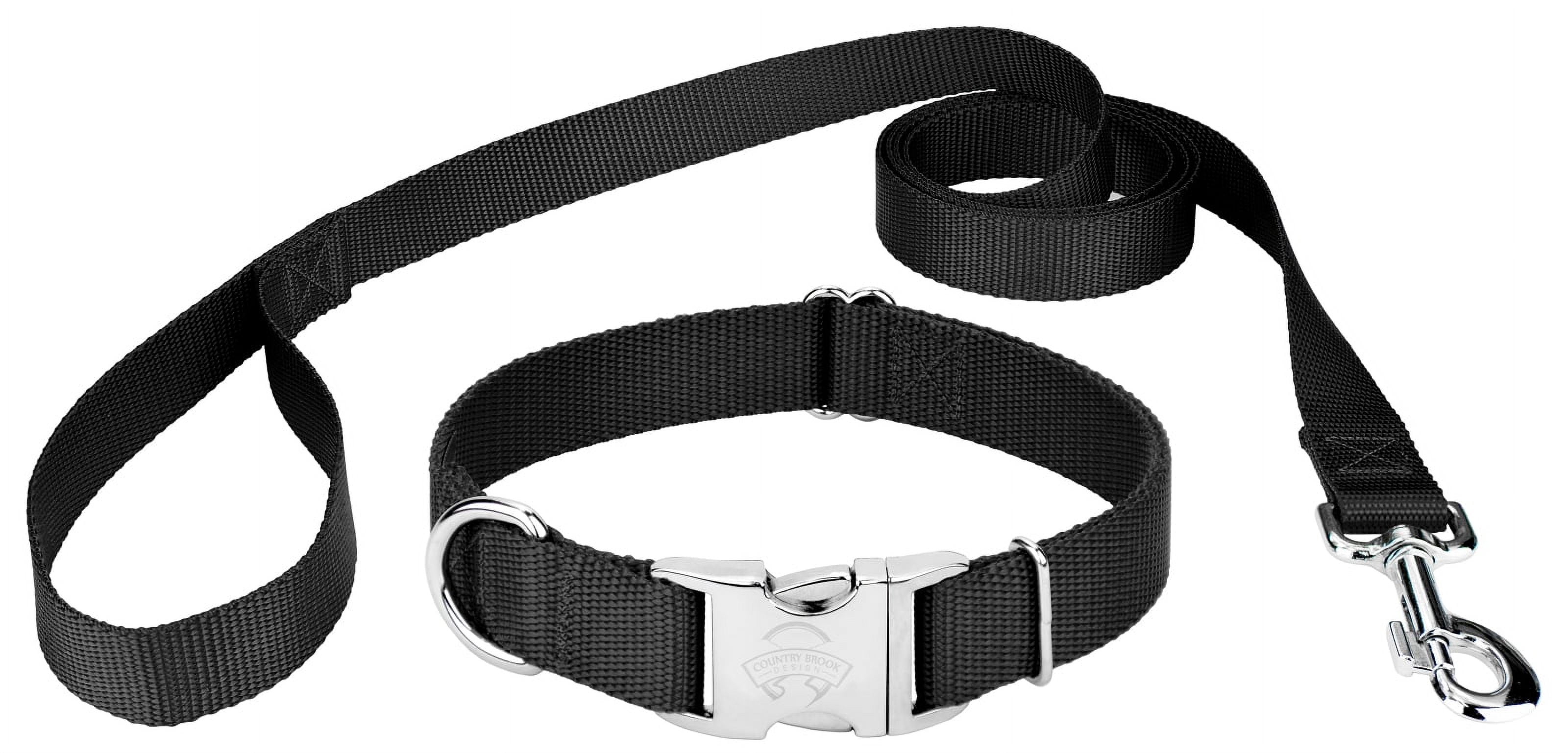 Country Brook Petz® Premium Nylon Dog Collar and Leash - Black, Extra Large