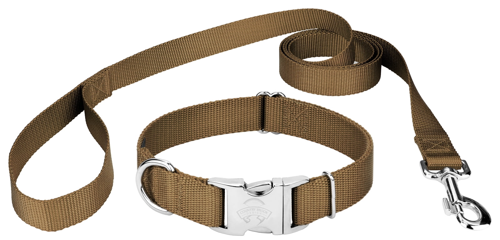 Country Brook Petz Premium Nylon Dog Collar and Leash Coyote Tan Large Walmart Business Supplies