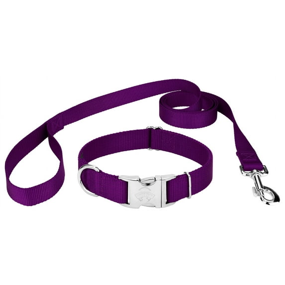Country Brook Petz® Premium Nylon Dog Collar and Leash - Purple, Extra Large