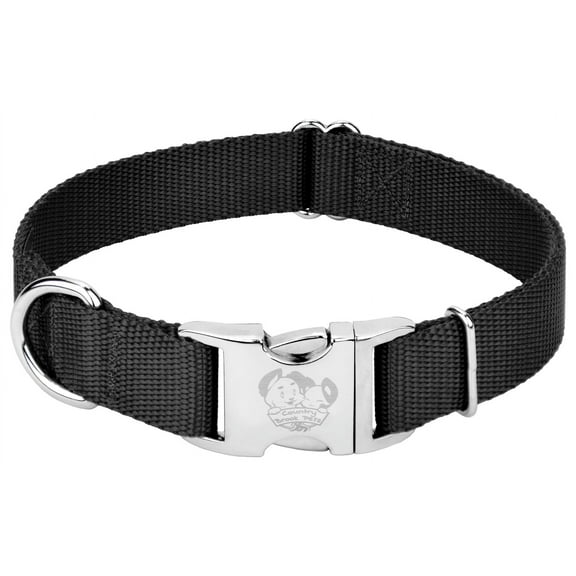 Country Brook Petz® Premium Nylon Dog Collar with Metal Buckle for Small Medium Large Breeds (Large, 1 Inch, Black)