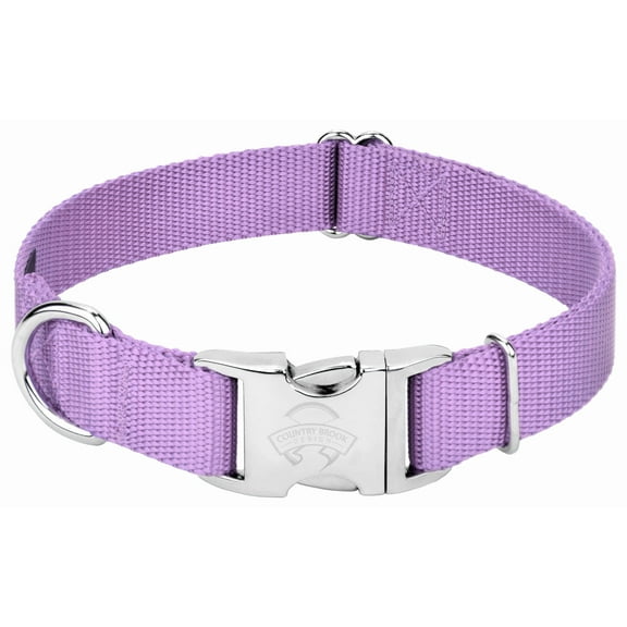 Country Brook Petz® Premium Nylon Dog Collar with Metal Buckle for Small Medium Large Breeds (Large, 1 Inch, Lavender)
