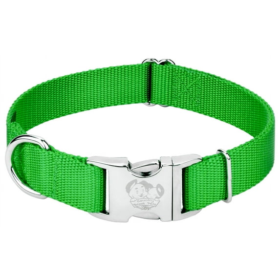 Country Brook Petz® Premium Nylon Dog Collar with Metal Buckle for Small Medium Large Breeds (Medium, 3/4 Inch, Hot Lime Green)