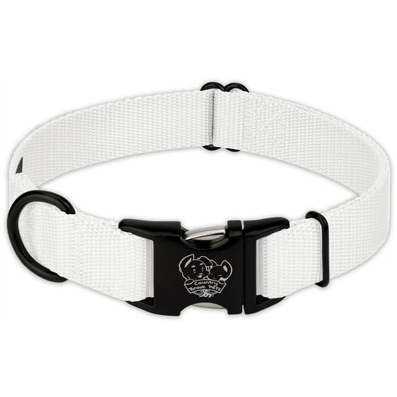 Country Brook Petz® Premium Nylon Dog Collar with Metal Buckle for Small Medium Large Breeds (Medium, 3/4 Inch, White)
