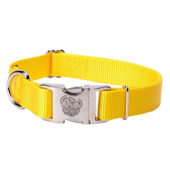 Country Brook Petz® Premium Nylon Dog Collar with Metal Buckle for Small Medium Large Breeds (Medium, 3/4 Inch, Yellow)