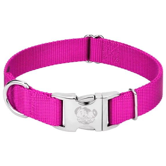 Country Brook Petz® Premium Nylon Dog Collar with Metal Buckle for Small Medium Large Breeds (Small, 3/4 Inch, Fuchsia)