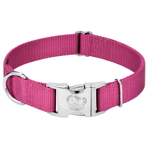 Country Brook Petz® Premium Nylon Dog Collar with Metal Buckle for Small Medium Large Breeds (Small, 3/4 Inch, Rose)