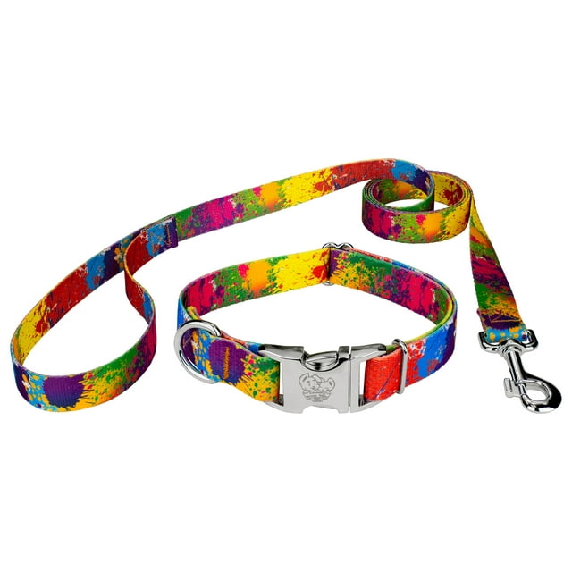 Country Brook Petz® Premium Paint Splatter Dog Collar and Leash, Medium