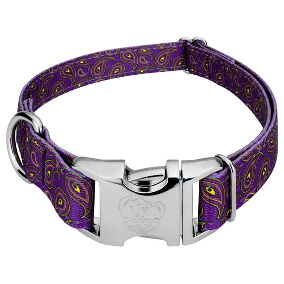 Country Brook Petz® Premium Purple Paisley Reflective Dog Collar, Medium